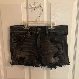 American eagle black frayed jean shorts